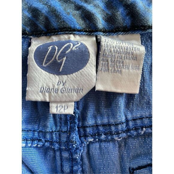 DG2 Diane Gilman Women Denim Pants Stretch Jeans Zebra Print Cutout Blue Size 12 - Picture 9 of 9